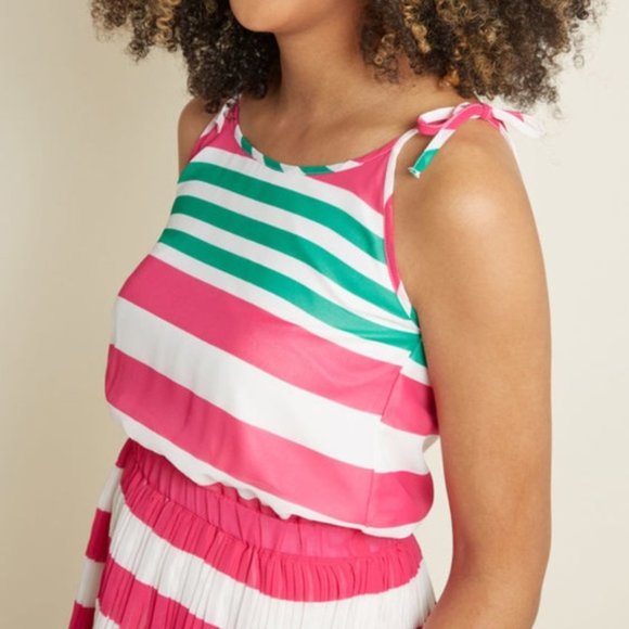 Modcloth Relish the rays Pink Green Striped Dress - Picture 7 of 7